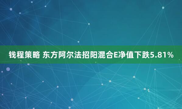 钱程策略 东方阿尔法招阳混合E净值下跌5.81%